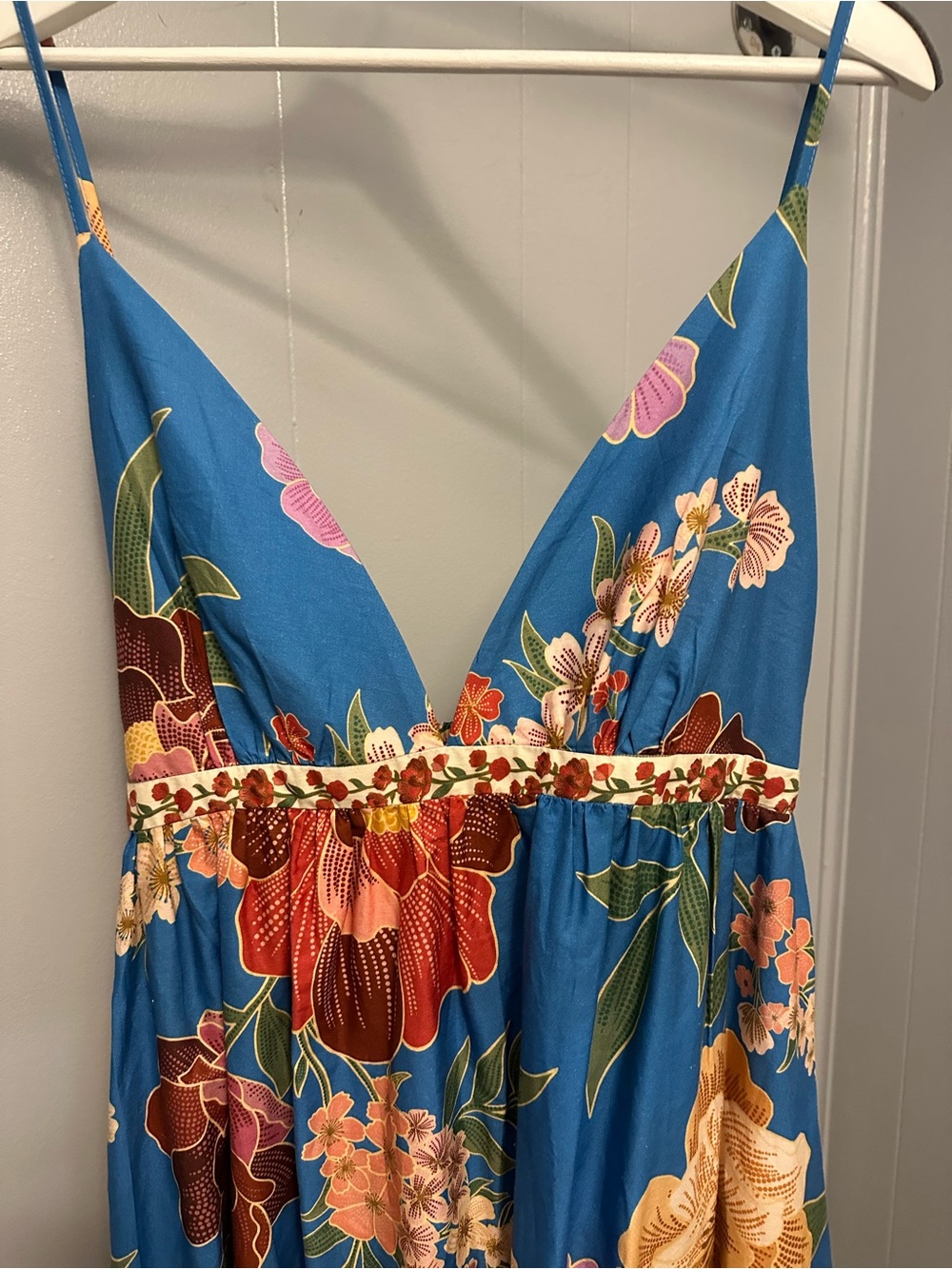 FARM Rio Blue Floral Maxi Dress with Multicolor Blooms - Picture 2 of 5